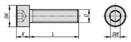 Parafusos de cabeça cilíndrica com sextavado interno roscado até a cabeça DIN 912
