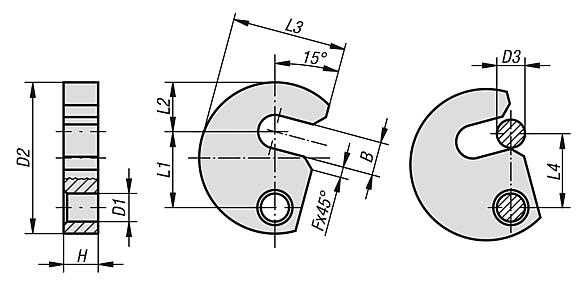 Ganchos de aperto para dispositivos DIN 6371