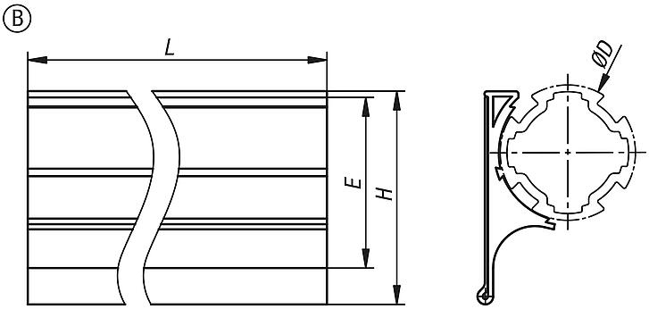 Suporte de etiquetagem Ø30 tipo I transparente, autocolante, forma B, reto