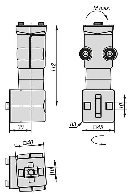 Peça de conexão para juntas articuladas de fricção, 40/45 tipo B
