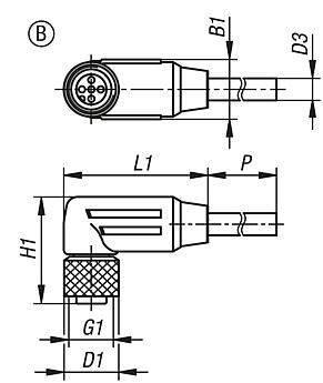 Conector de encaixe com conexão roscada, forma B