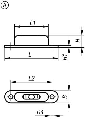 Nível tubular no modelo para aparafusamento, forma A, um visor