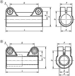 Abraçadeiras retas para conexão tubular, alumínio