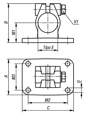 Abraçadeira de conexão com flange em aço inoxidável para unidade linear