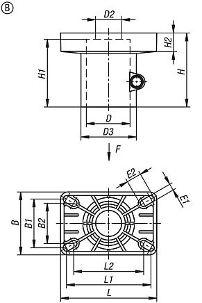 Tube clamps, support head, plastic, for round tubes
