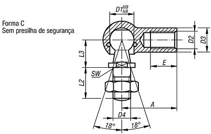 Articulações angulares DIN 71802 forma C