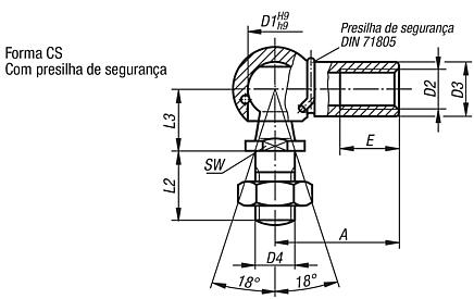 Articulações angulares DIN 71802, forma CS