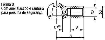 Terminal esférico para articulações angulares DIN 71805 forma B