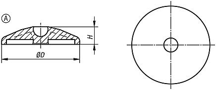 Base antiestática para pés niveladores articulados, forma A