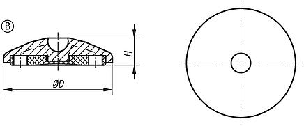 Base antiestática para pés niveladores articulados , forma B