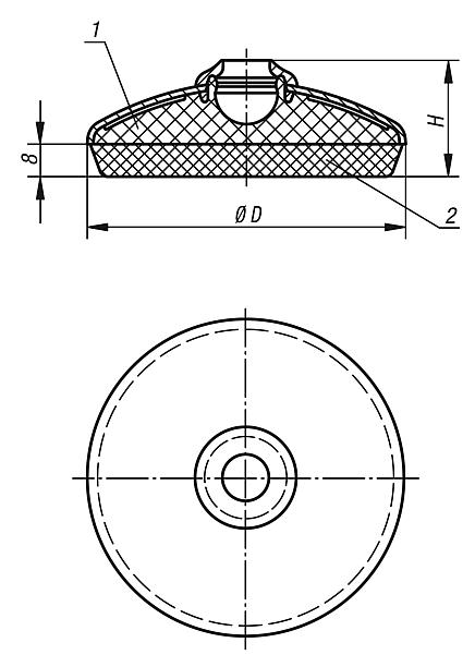 Base para pés niveladores articulados de aço inoxidável