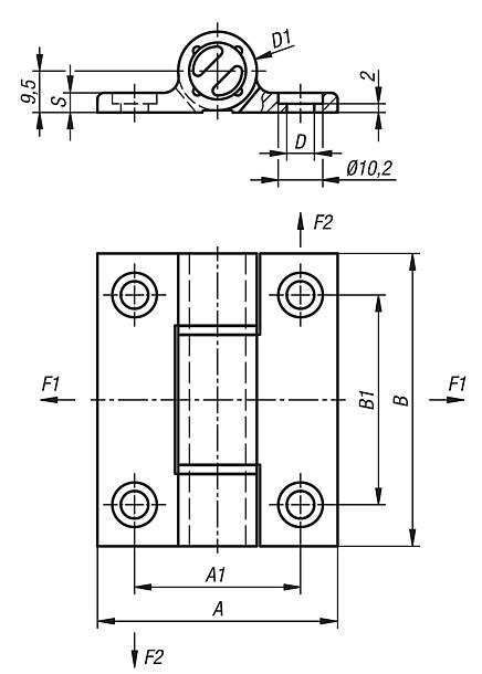 Dobradiças de mola Dobradiças com mola de tração e perfil em alumínio 0,35 Nm