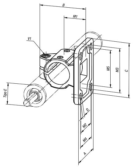 Abraçadeiras com flange em alumínio, para unidades lineares