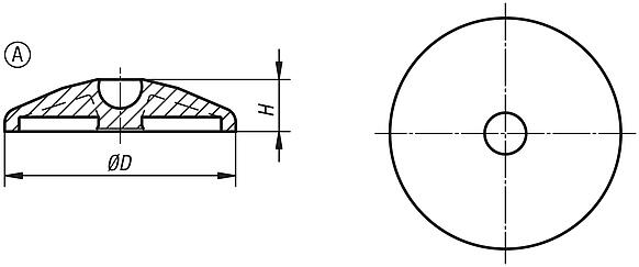 Base para pés niveladores articulados em plástico, forma A