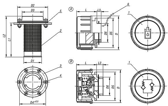 Bocal de enchimento de plástico com flange de montagem