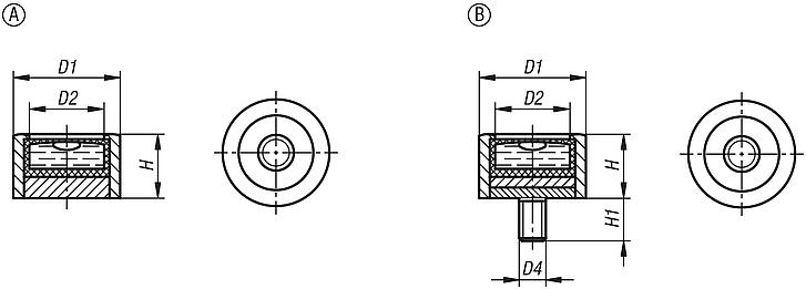 Níveis circulares olho de boi no modelo cilíndrico