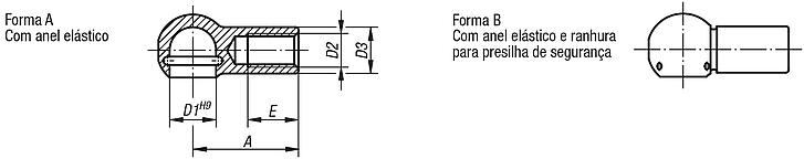 Terminais esféricos para articulações angulares DIN 71805