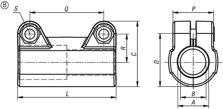 Abraçadeiras retas para conexão tubular de alumínio, forma B