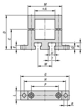 Abraçadeiras de flange de alumínio para unidade linear quadrada