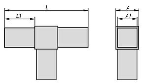 Conector de encaixe de conexão em T para tubos quadrados