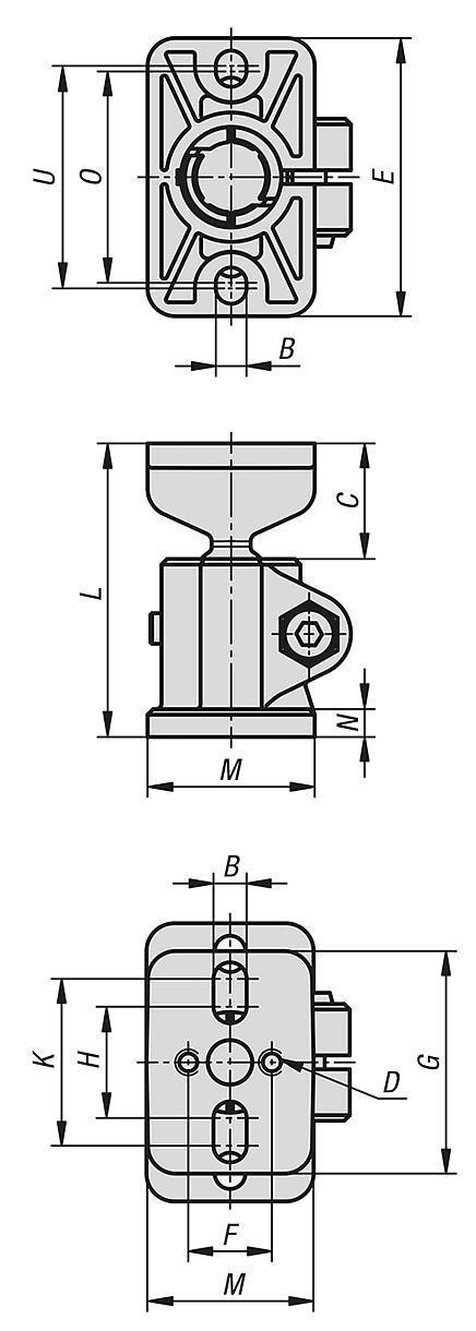 Abraçadeiras de conexão tubular de plástico com pedestal e articulação esférica