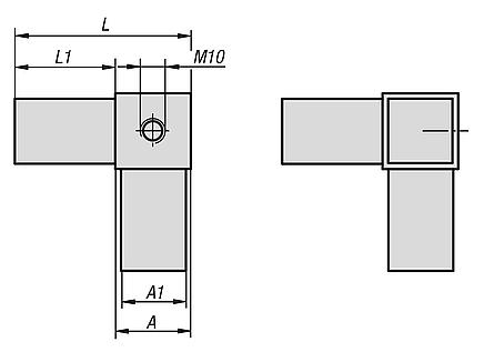 Conector de encaixe com conexão angular, saída e união roscada