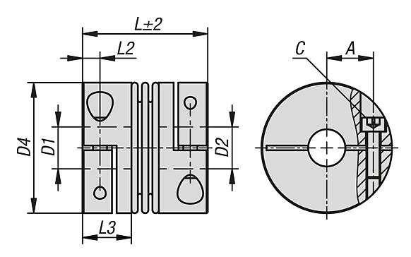 Acoplamentos sanfonados de metal, forma da estrutura curta, para torques elevados com cubo de aperto