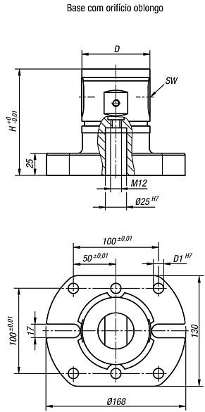 Módulo básico com 5 eixos UNILOCK tamanho de sistema 80 mm, forma B