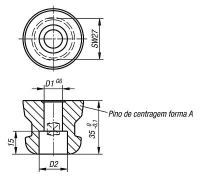 Pino de guia para o sistema de 5 eixos UNILOCK para fixação de peças de trabalho, tamanho de sistema 80 mm