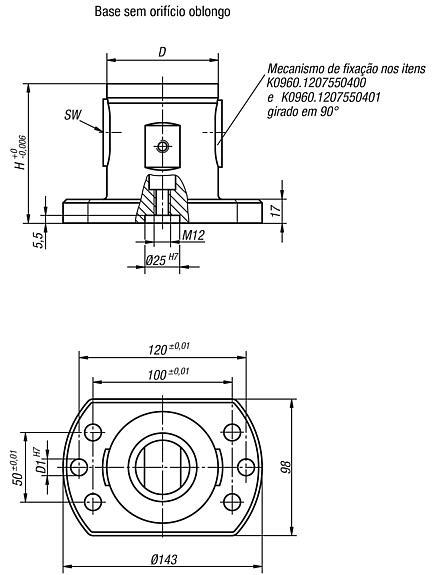 Módulo básico com 5 eixos UNILOCK tamanho de sistema 80 mm, forma A