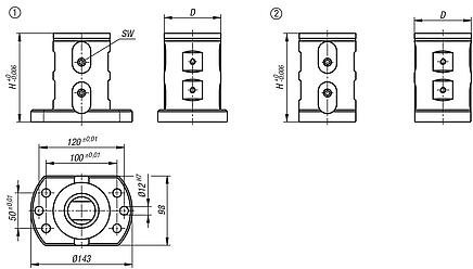 UNILOCK 5-axis basic module double clamp system size 80 mm