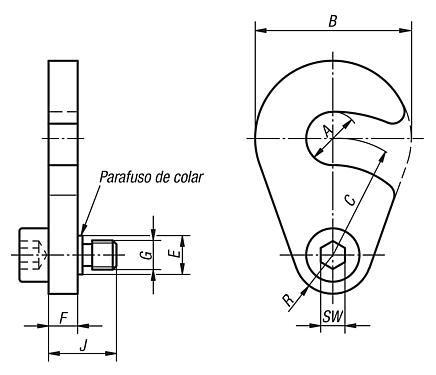 Discos giratórios em U com parafuso de colar