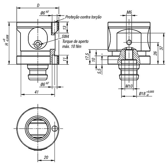 Módulo de extensão para o sistema de 5 eixos UNILOCK tamanho de sistema 50 mm
