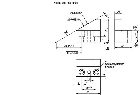 Blocos prismáticos de posicionamento versão para aplicação direita