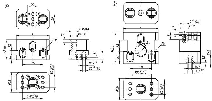 Módulo básico de 5 eixos UNILOCK DUO tamanho de sistema 80 mm