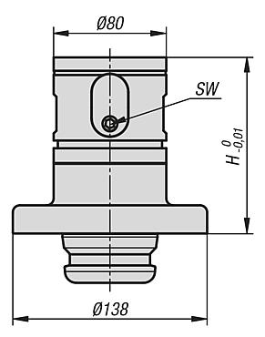 Adaptador de redução para sistema modular de 5 eixos UNILOCK tamanho de sistema 138 mm