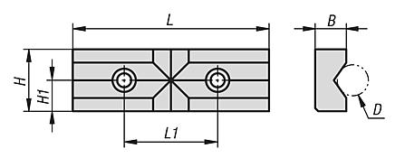 Mordentes em V para morsa autocentrante com larguras de 65, 80 e 125 mm