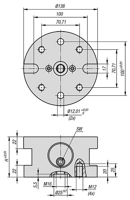 Módulo básico de 5 eixos UNILOCK tamanho de sistema 138 mm