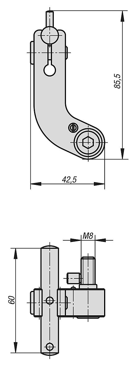 Conjunto de batente para grampos compactos de 5 eixos e KIPPflexX