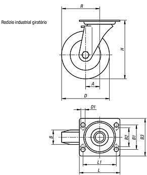 Rodízio industrial giratório