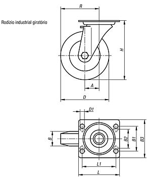 Rodízio industrial giratório