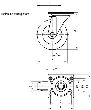 Rodízio industrial giratório