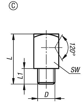 Niple com bico dosador de lubrificação em forma de funil, de acordo com a norma DIN 3405, forma C, ângulo de 90°