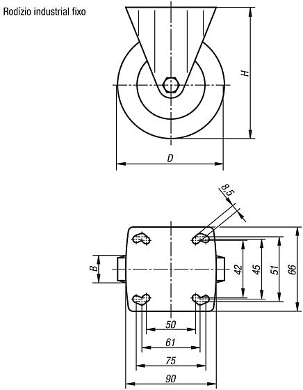 Rodízio industrial fixo