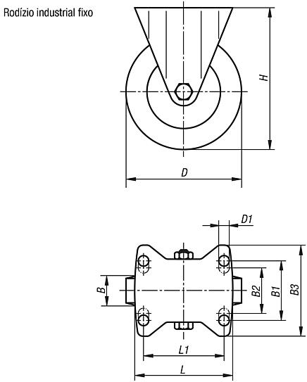 Rodízio industrial fixo