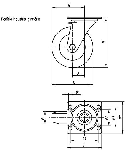 Rodízio industrial giratório