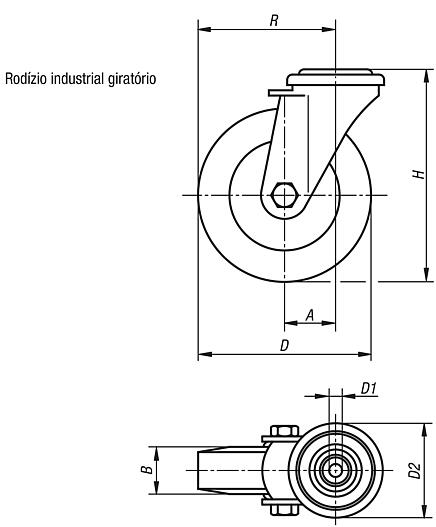 Rodízio industrial giratório