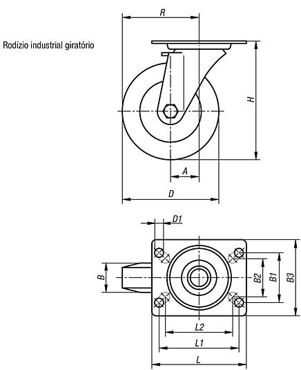 Rodízio industrial giratório em aço inoxidável para o setor de higiene