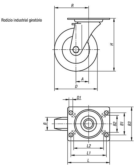 Rodízio industrial giratório para o setor de higiene