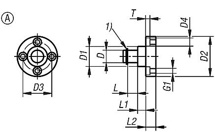 Pins, steel or stainless steel, for guide rollers - Form A
